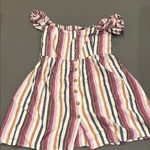 Striped Dress with Button Detail